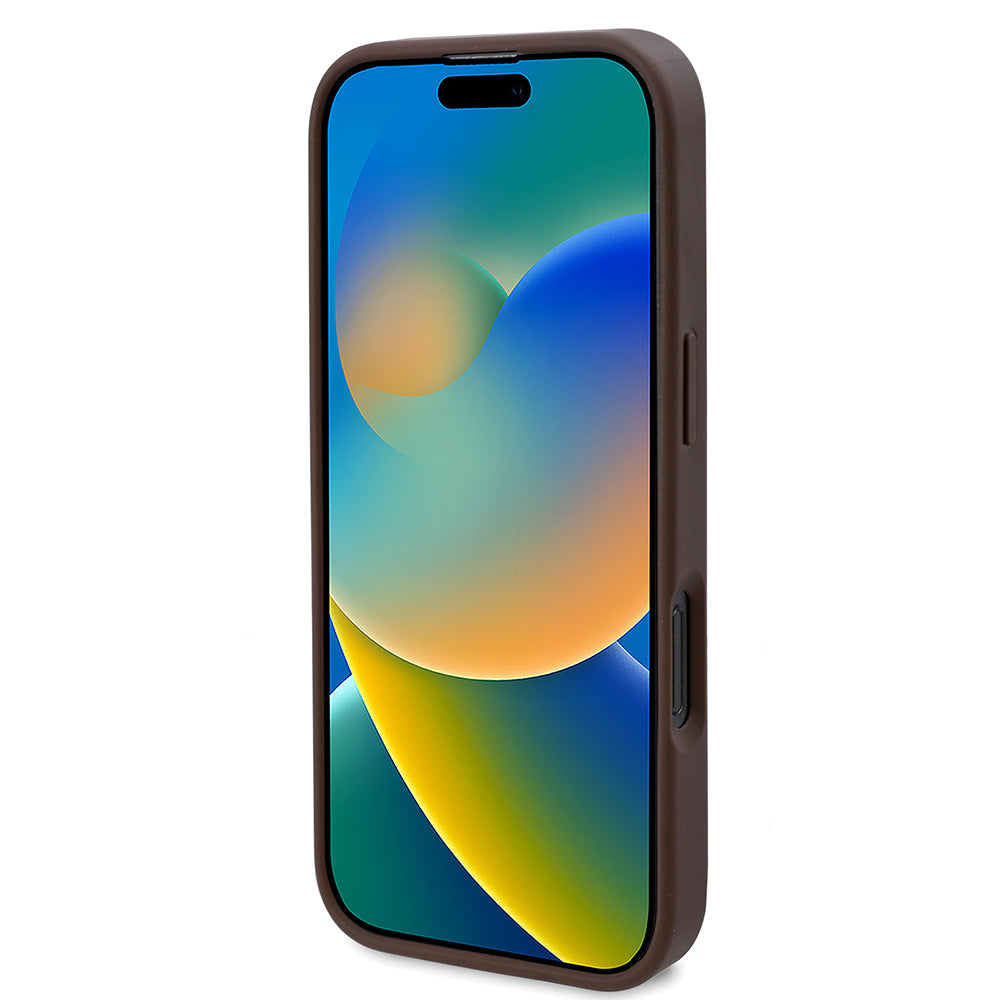 Apple iPhone 16 Pro Kılıf Guess Orjinal Lisanslı M-safe Şarj Özellikli Gül Baskılı 4G Desenli Yazı Logolu Kapak Siyah