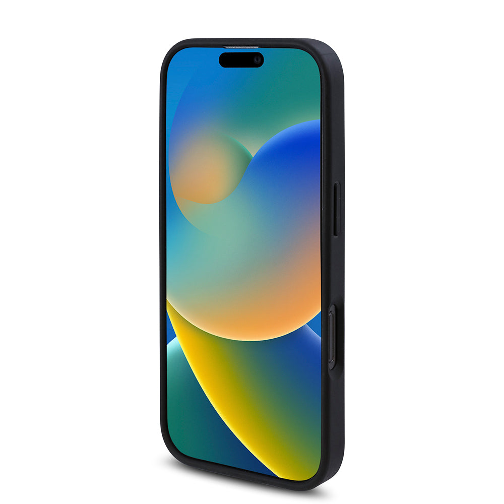 Apple iPhone 16 Pro Kılıf Guess Orjinal Lisanslı M-safe Şarj Özellikli Gül Baskılı 4G Desenli Yazı Logolu Kapak Siyah