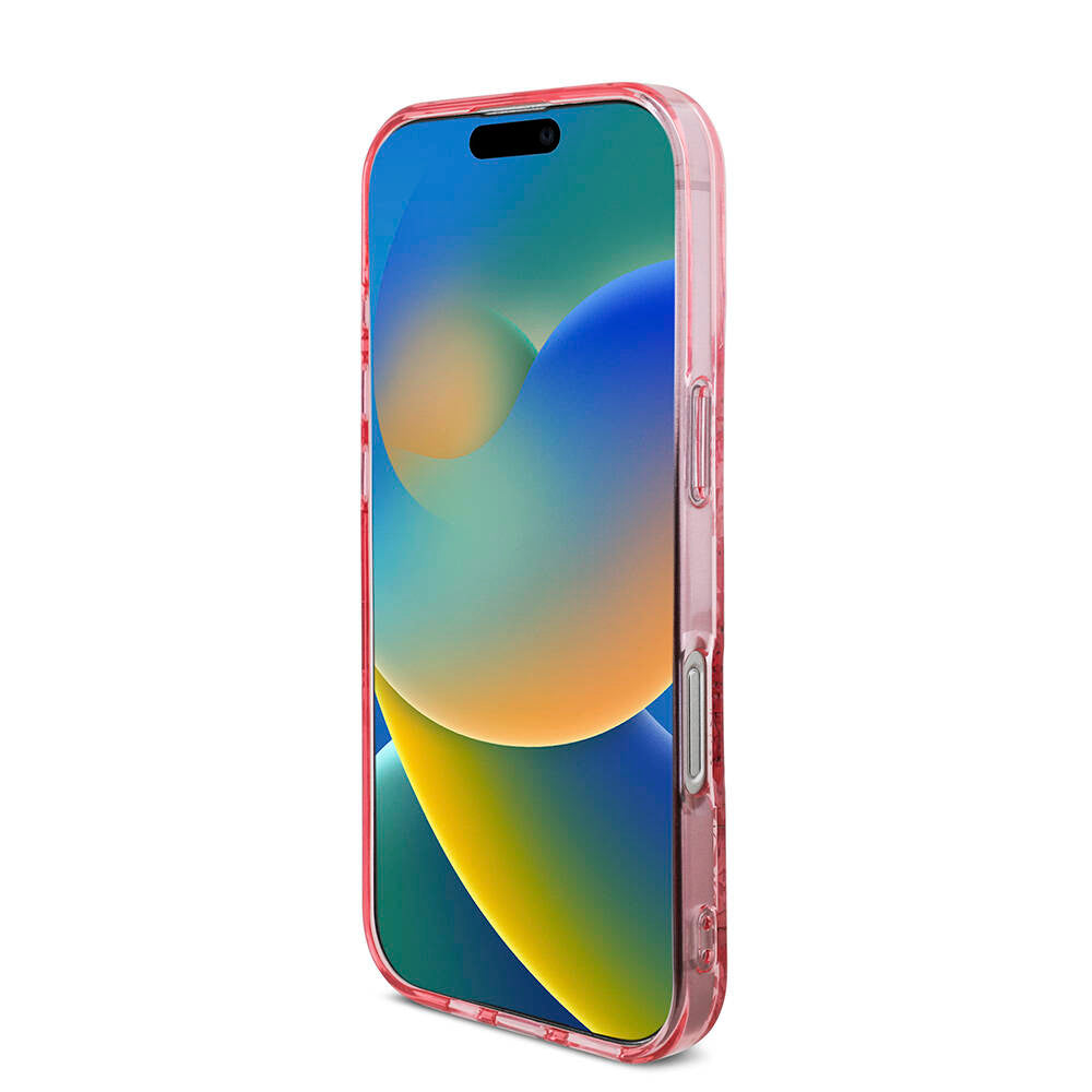 Apple iPhone 16 Pro Kılıf Guess Orjinal Lisanslı M-safe Şarj Özellikli IML Baskılı Çiçek İnci Bileklikli Kapak Yeşil