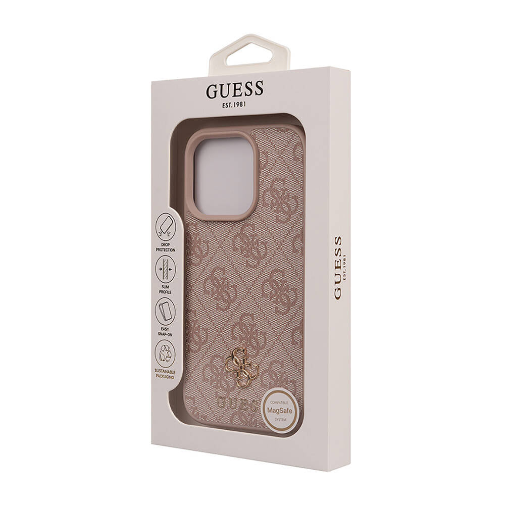 Apple iPhone 16 Pro Kılıf Guess Orjinal Lisanslı M-safe Şarj Özellikli Small 4G Classic Kapak Siyah