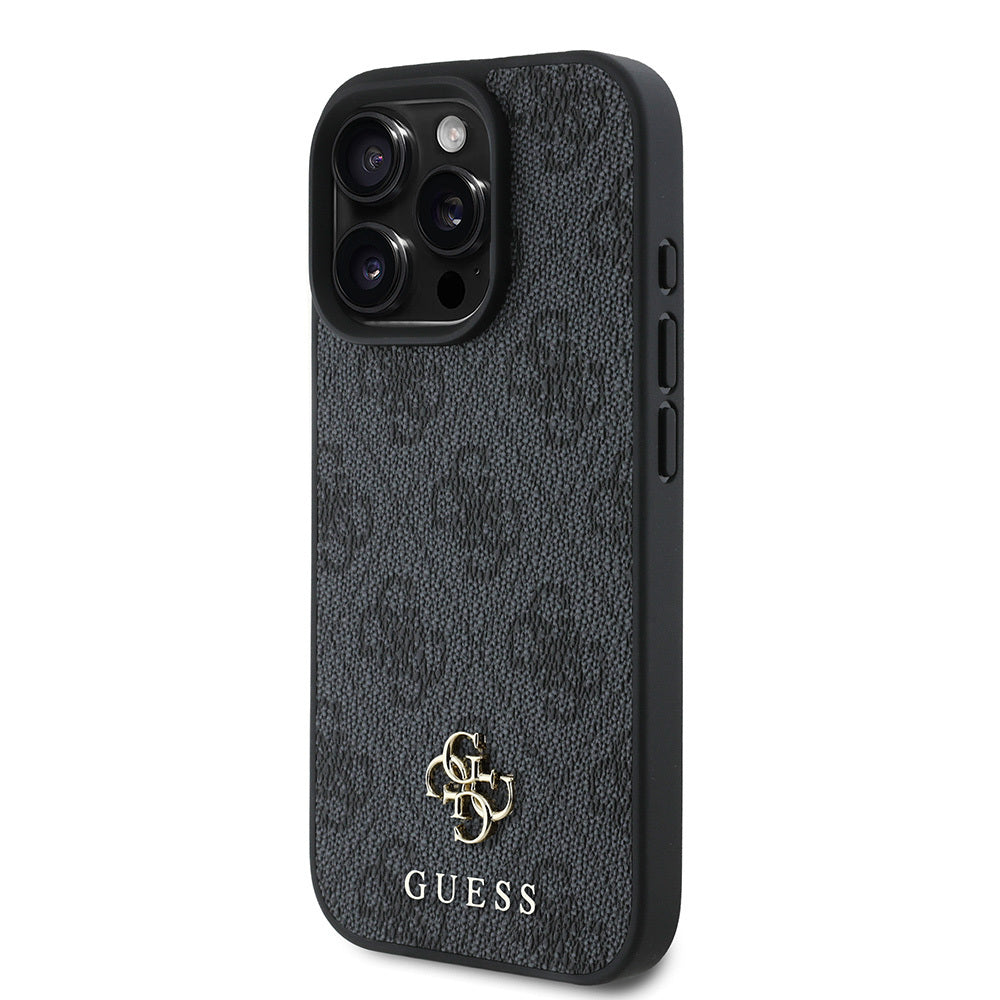 Apple iPhone 16 Pro Kılıf Guess Orjinal Lisanslı M-safe Şarj Özellikli Small 4G Classic Kapak Siyah