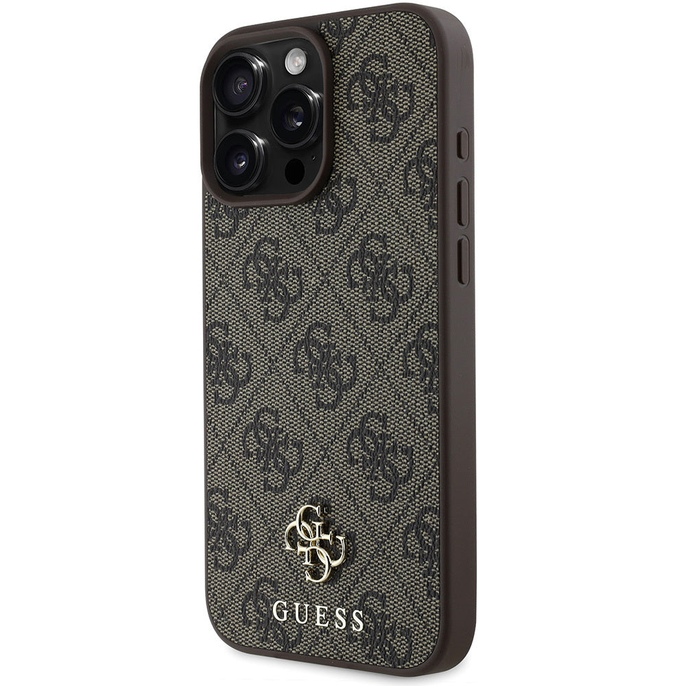 Apple iPhone 16 Pro Kılıf Guess Orjinal Lisanslı M-safe Şarj Özellikli Small 4G Classic Kapak Siyah