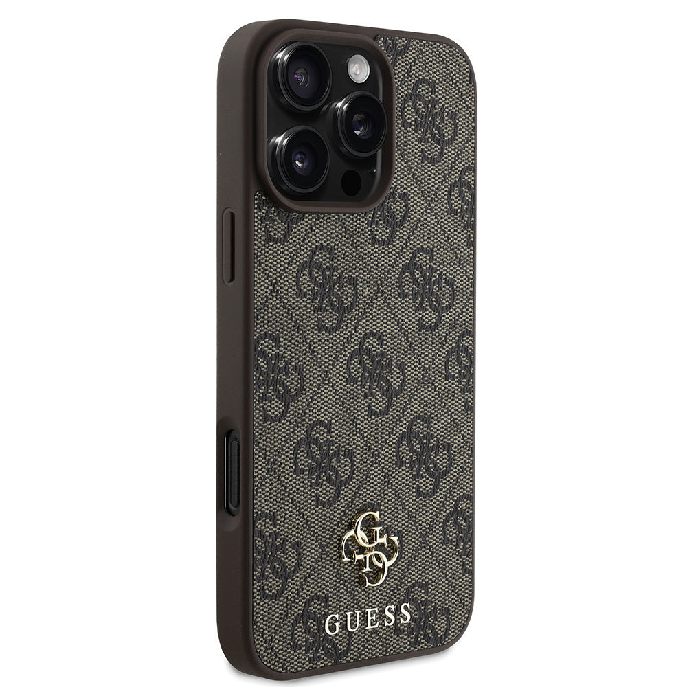 Apple iPhone 16 Pro Kılıf Guess Orjinal Lisanslı M-safe Şarj Özellikli Small 4G Classic Kapak Siyah