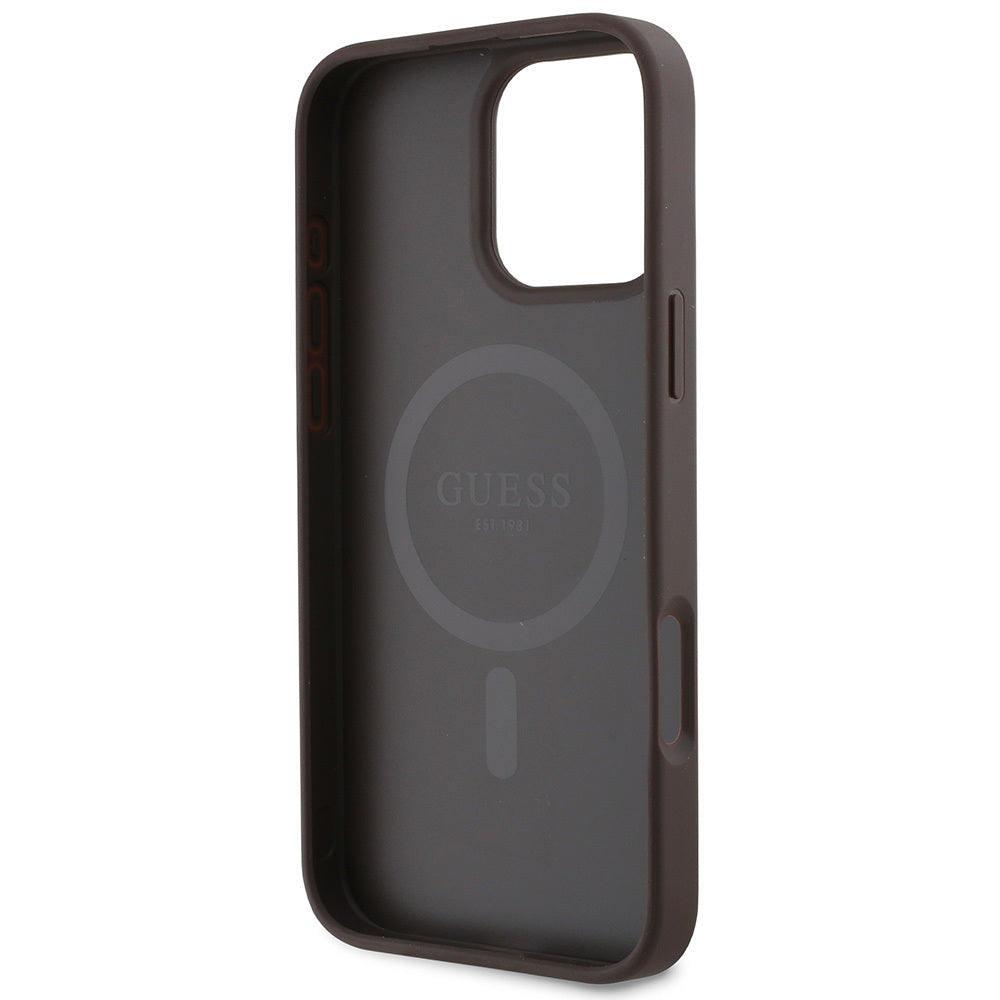 Apple iPhone 16 Pro Kılıf Guess Orjinal Lisanslı M-safe Şarj Özellikli Small 4G Classic Kapak Siyah