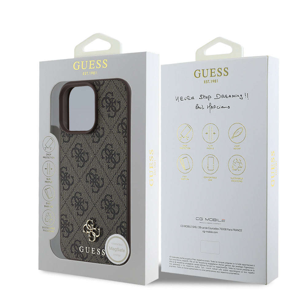 Apple iPhone 16 Pro Kılıf Guess Orjinal Lisanslı M-safe Şarj Özellikli Small 4G Classic Kapak Siyah