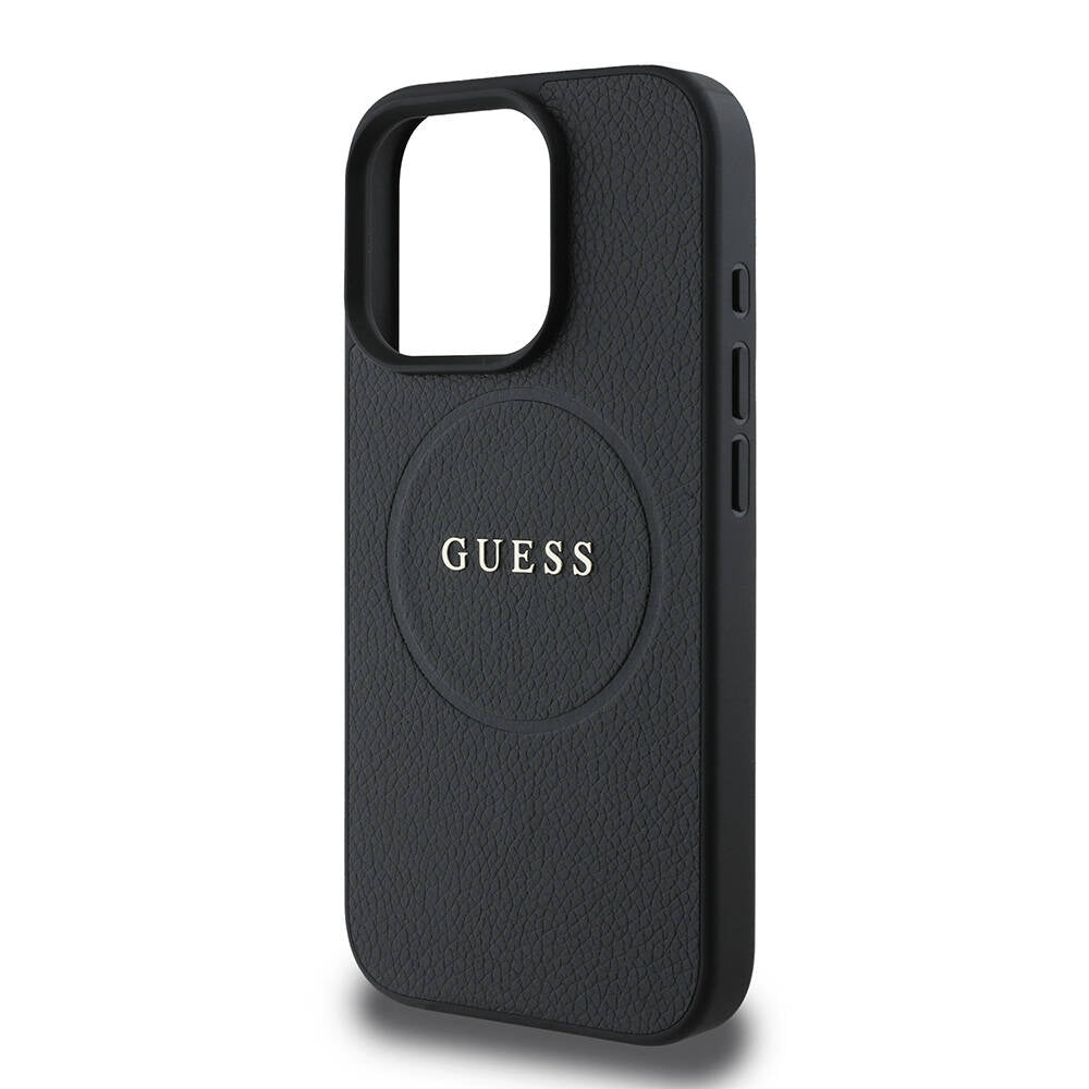 Apple iPhone 16 Pro Kılıf Guess Orjinal Lisanslı M-safe Şarj Özellikli Yazı Logolu Grained Kapak Yeşil