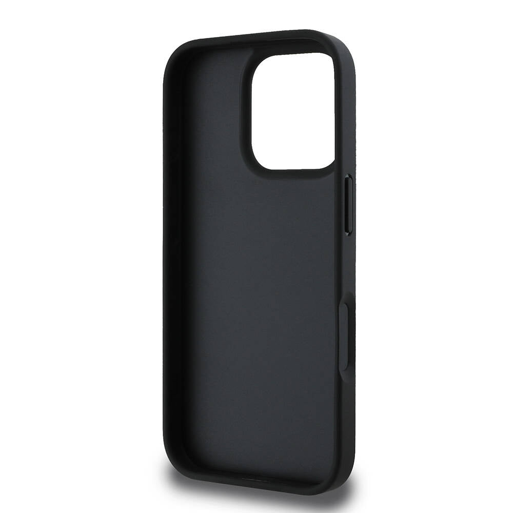 Apple iPhone 16 Pro Kılıf Karl Lagerfeld Orjinal Lisanslı K&C Heads Monogram Pin Kapak Siyah