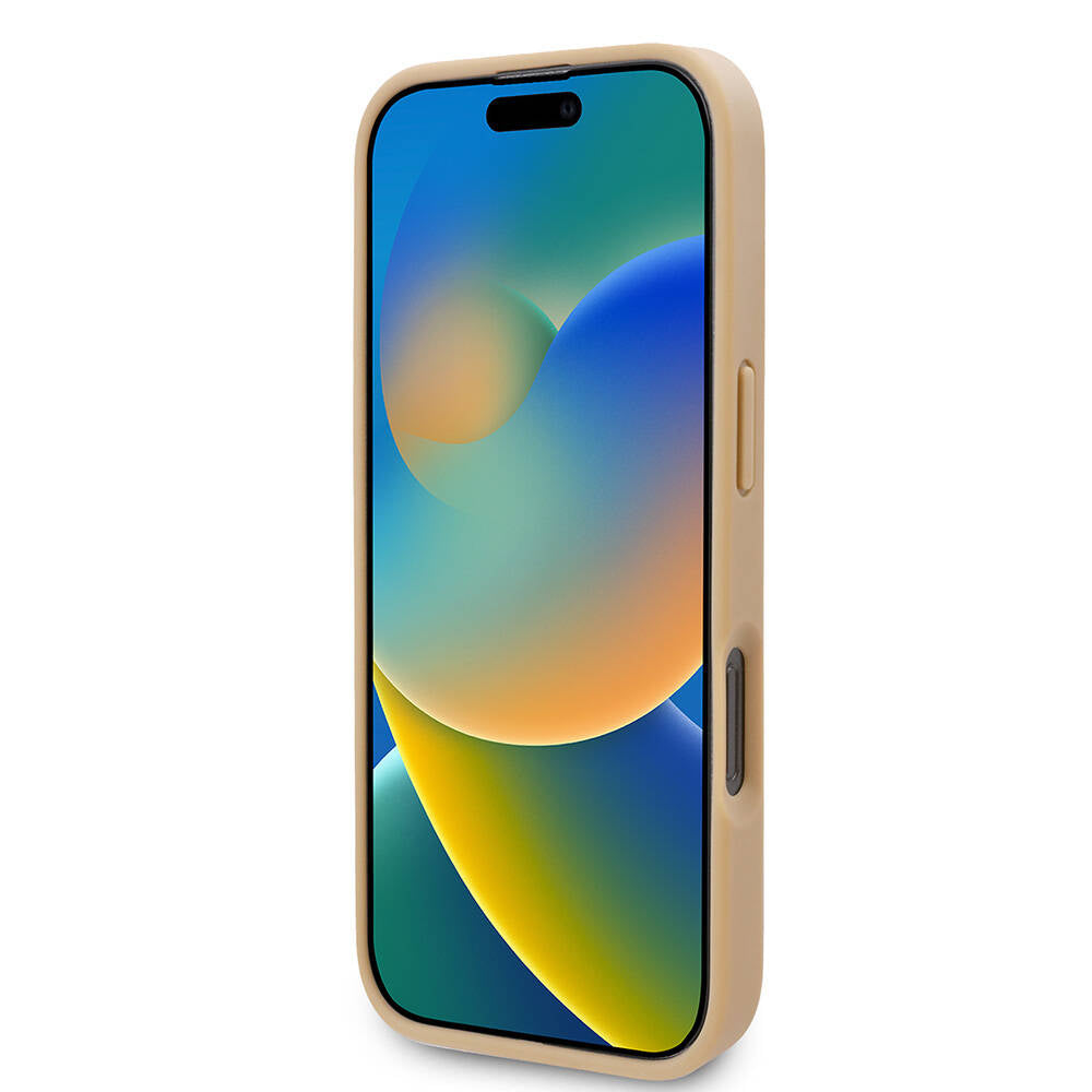 Apple iPhone 16 Pro Kılıf Karl Lagerfeld Orjinal Lisanslı KL Desenli Kartlıklı Monogram Kapak Kahverengi