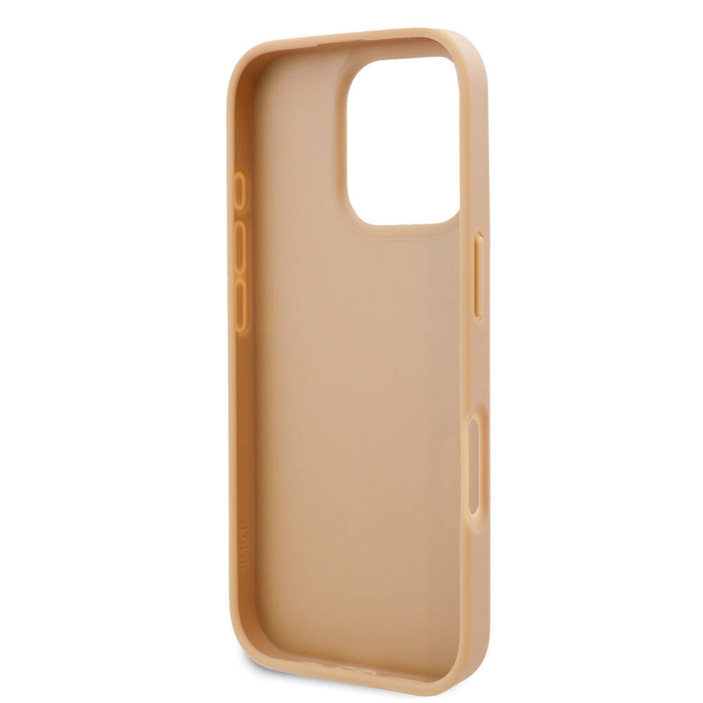 Apple iPhone 16 Pro Kılıf Karl Lagerfeld Orjinal Lisanslı KL Desenli Kartlıklı Monogram Kapak Kahverengi