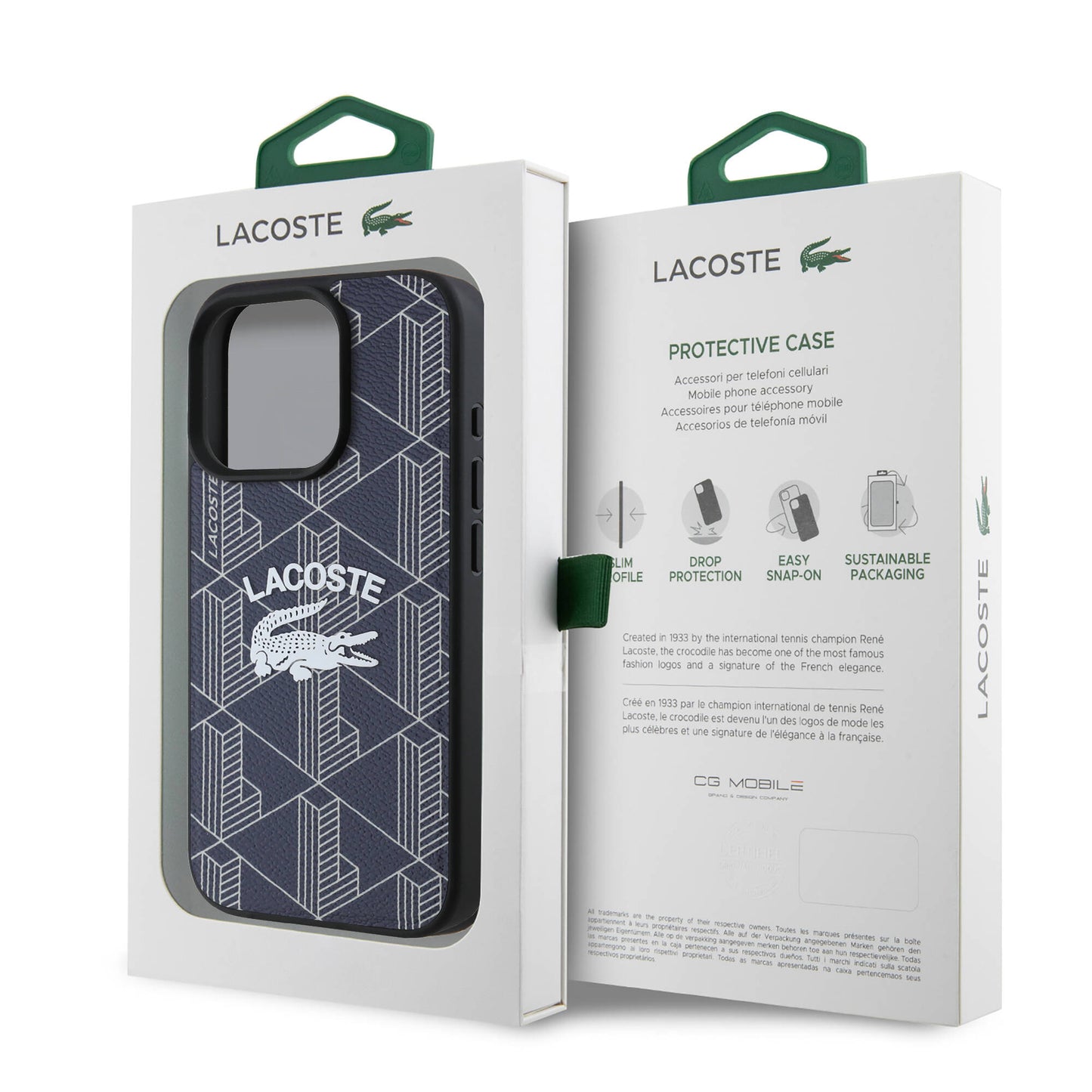 Apple iPhone 16 Pro Kılıf Lacoste Orjinal Lisanslı M-safe Şarj Özellikli Mono Vintage Logo Kapak Lacivert
