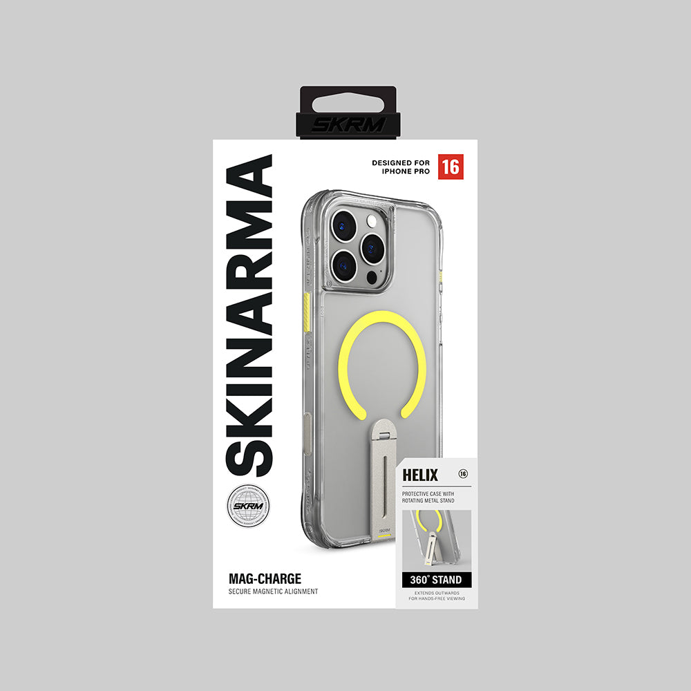 Apple iPhone 16 Pro Kılıf M-safe Şarj Özellikli 360 Derece Dönebilen Standlı Skinarma Helix Kapak Siyah