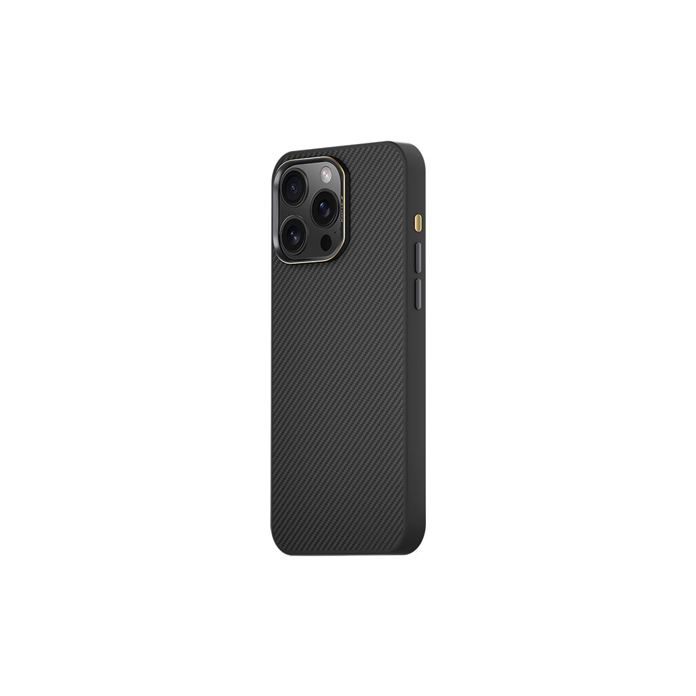 Apple iPhone 16 Pro Kılıf M-safe Şarj Özellikli 600D Metal Kamera Çerçeveli Raptic Aramid Fiber Serisi Kapak Siyah