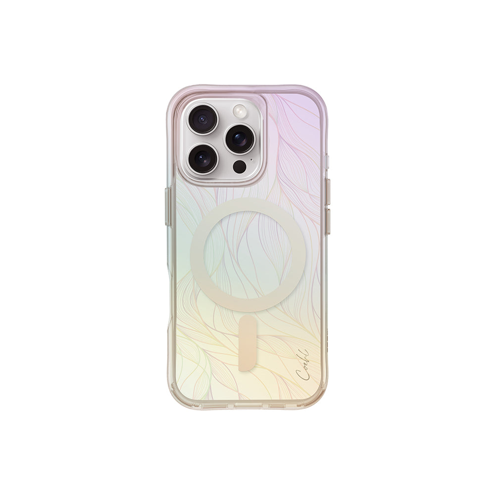 Apple iPhone 16 Pro Kılıf M-safe Şarj Özellikli Holografik Şeffaf Arka Yüzey Coehl Willow Kapak