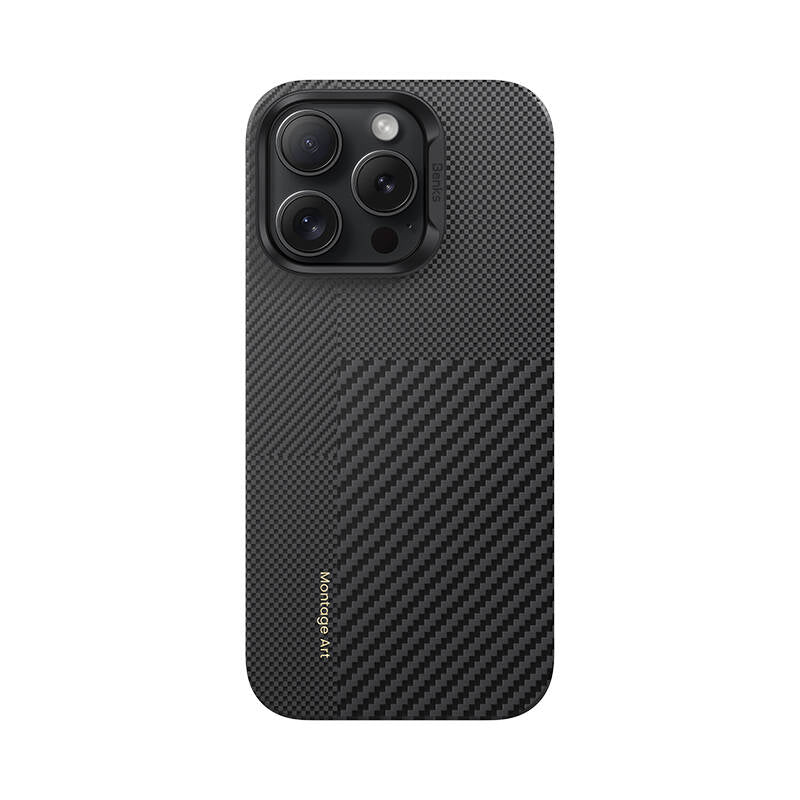 Apple iPhone 16 Pro Kılıf M-safe Şarj Özellikli Karbon Fiber Benks Montage ArmorAir Kevlar Kapak Siyah