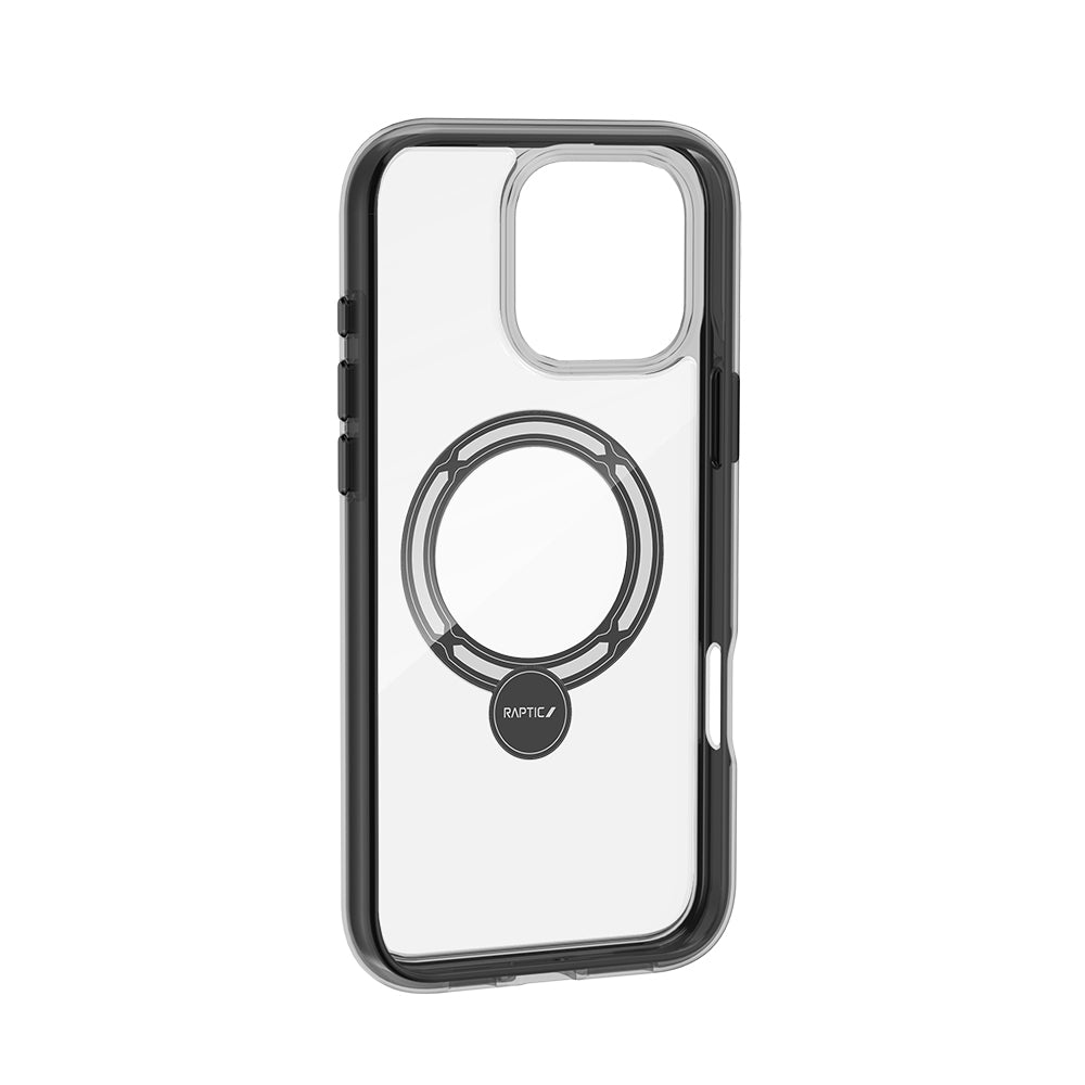 Apple iPhone 16 Pro Kılıf M-safe Şarj Özellikli Raptic AirJoy Serisi 360 Derece Dönebilen Standlı Kapak Siyah-Gri