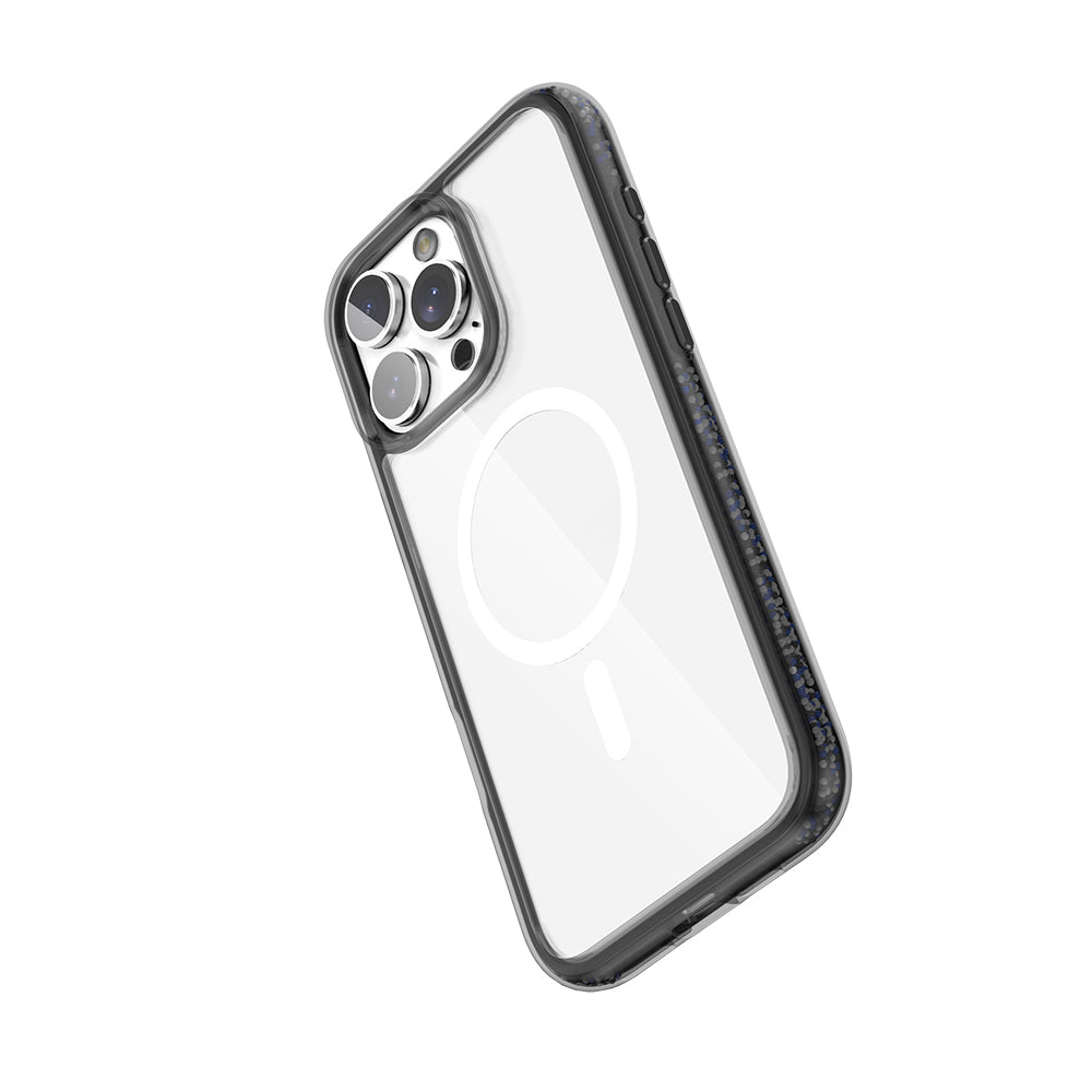 Apple iPhone 16 Pro Kılıf M-safe Şarj Özellikli Raptic AirJoy Serisi Boncuk Tasarımlı Şeffaf Kapak Turuncu