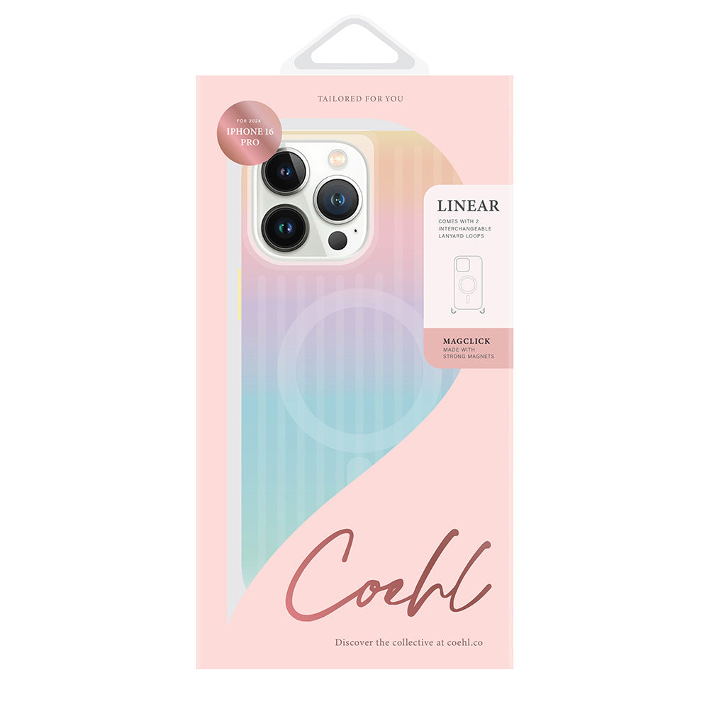 Apple iPhone 16 Pro Kılıf M-safe Şarj Özellikli Renk Geçişli Askı Aparatlı Coehl Linear Kapak Colorful