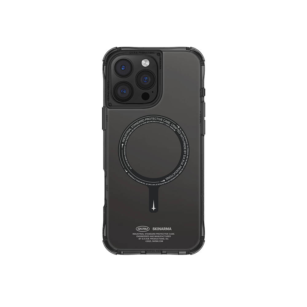 Apple iPhone 16 Pro Kılıf M-safe Şarj Özellikli Şeffaf Airbag Tasarımlı Skinarma Saido Kapak Siyah