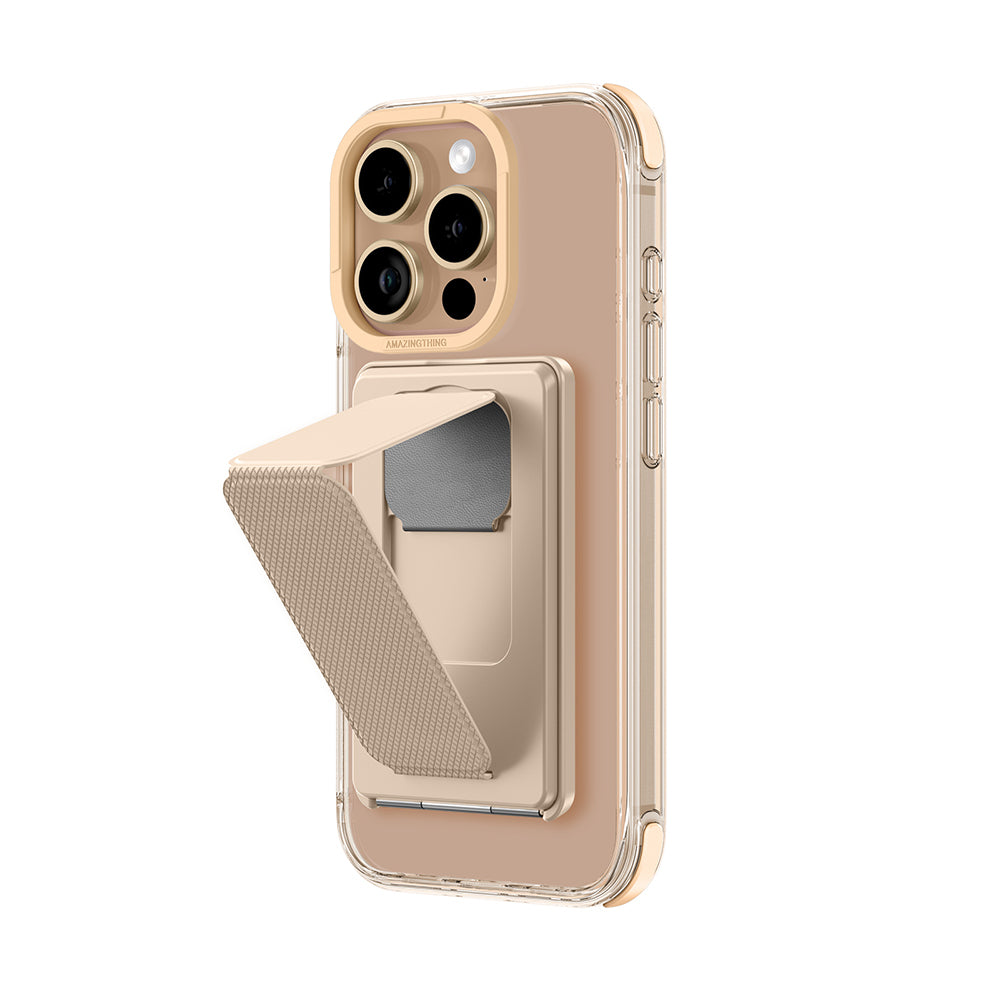 Apple iPhone 16 Pro Kılıf M-safe Şarj Özellikli Standlı Set Amazingthing Omni Adventure Serisi Kapak Rose Gold