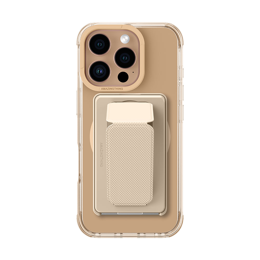 Apple iPhone 16 Pro Kılıf M-safe Şarj Özellikli Standlı Set Amazingthing Omni Adventure Serisi Kapak Rose Gold