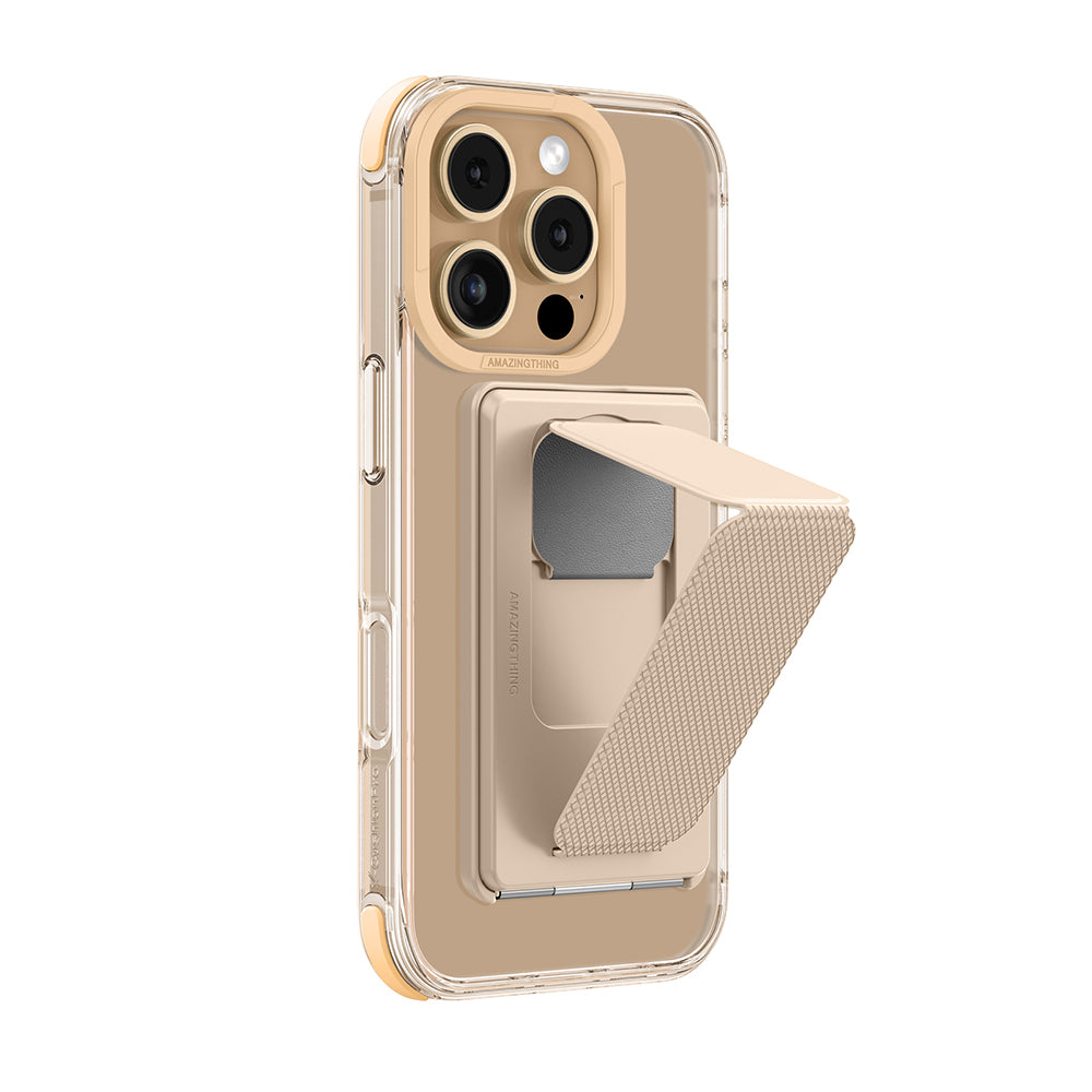 Apple iPhone 16 Pro Kılıf M-safe Şarj Özellikli Standlı Set Amazingthing Omni Adventure Serisi Kapak Rose Gold