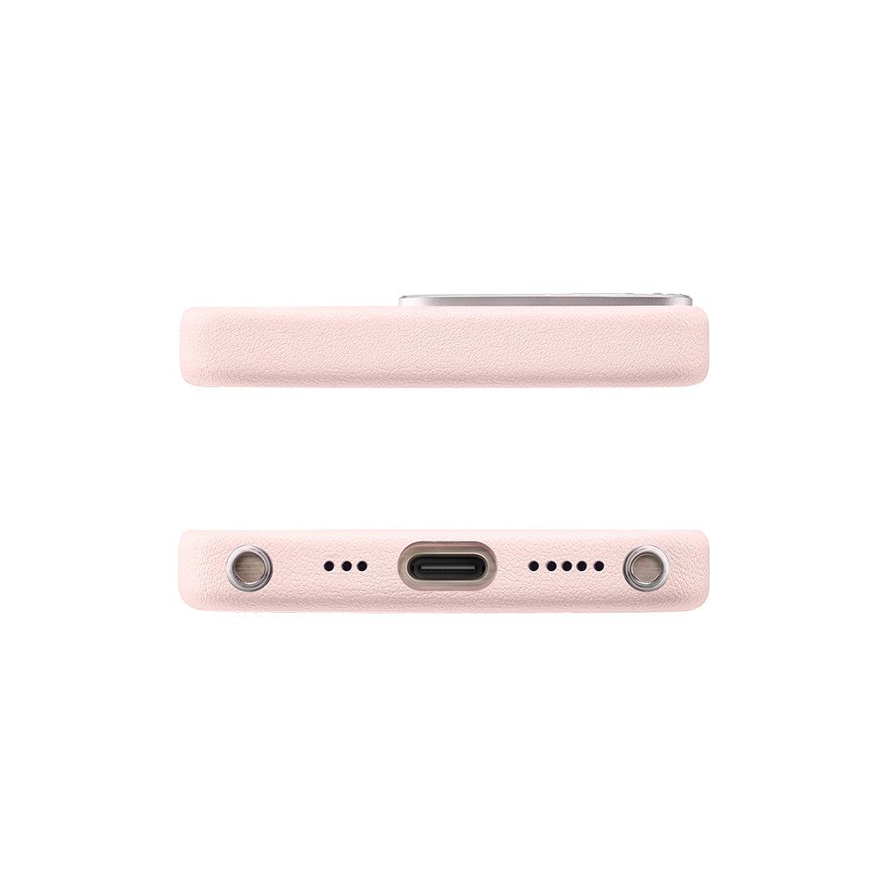 Apple iPhone 16 Pro Kılıf M-safe Şarj Özellikli Suni Deri Tasarımlı Pynana Starry Serisi Kapak Beyaz