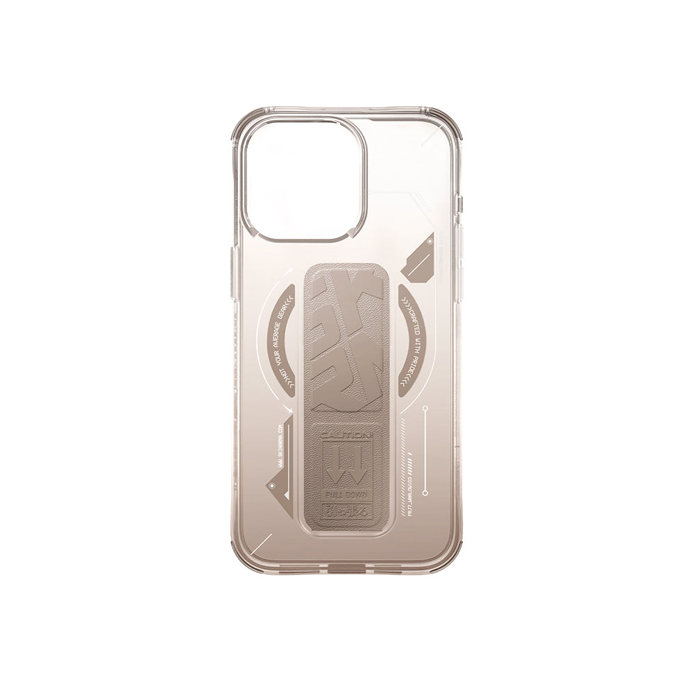 Apple iPhone 16 Pro Kılıf M-safe Şarj Özellikli Teknoloji Desenli Standlı Skinarma Helio Kapak Gold
