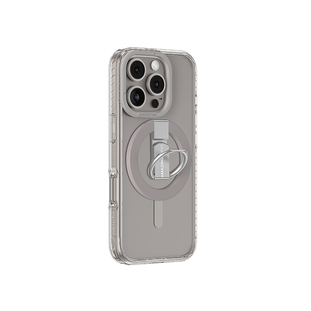 Apple iPhone 16 Pro Kılıf M-safe Şarj Özellikli Yüzük Standlı Amazingthing Titan Pro Serisi Kapak Siyah
