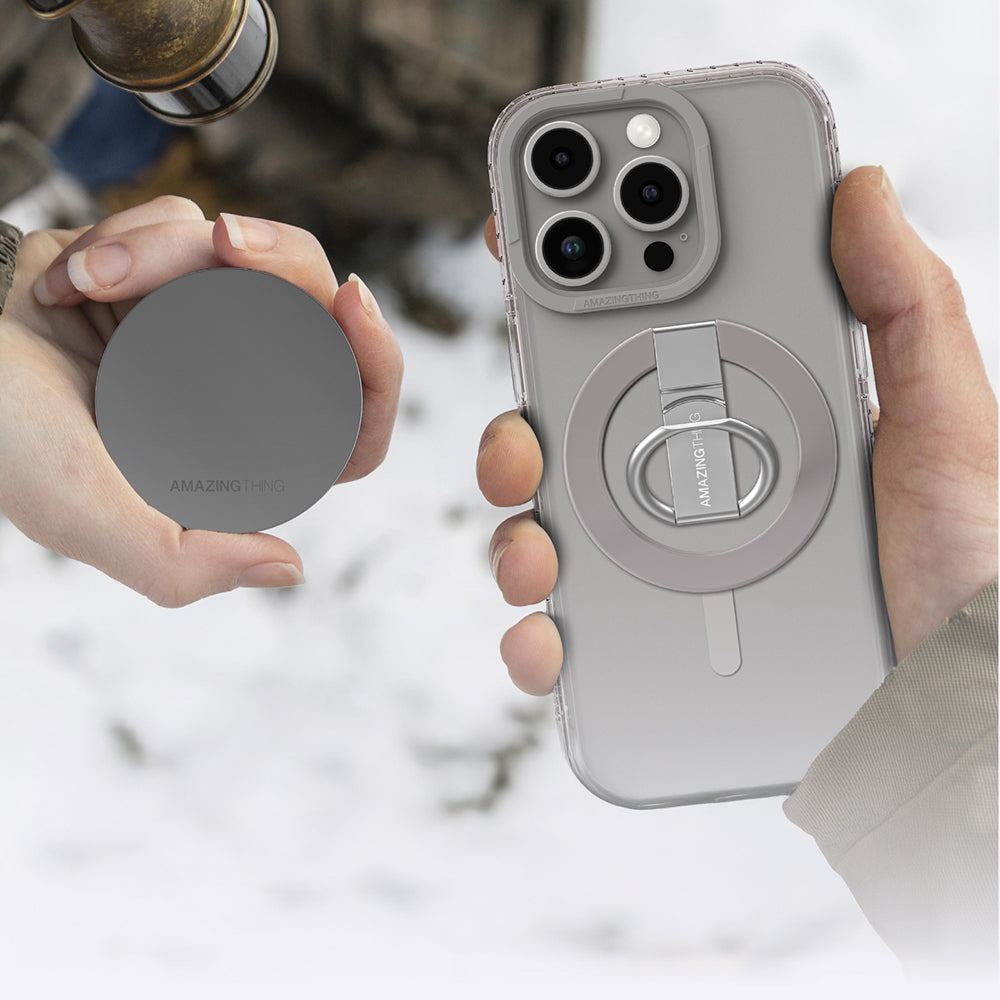 Apple iPhone 16 Pro Kılıf M-safe Şarj Özellikli Yüzük Standlı Amazingthing Titan Pro Serisi Kapak Siyah