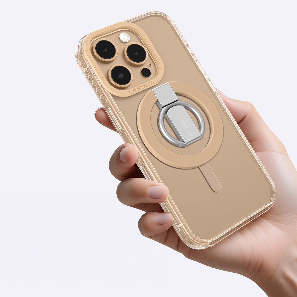 Apple iPhone 16 Pro Kılıf M-safe Şarj Özellikli Yüzük Standlı Amazingthing Titan Pro Serisi Kapak Siyah