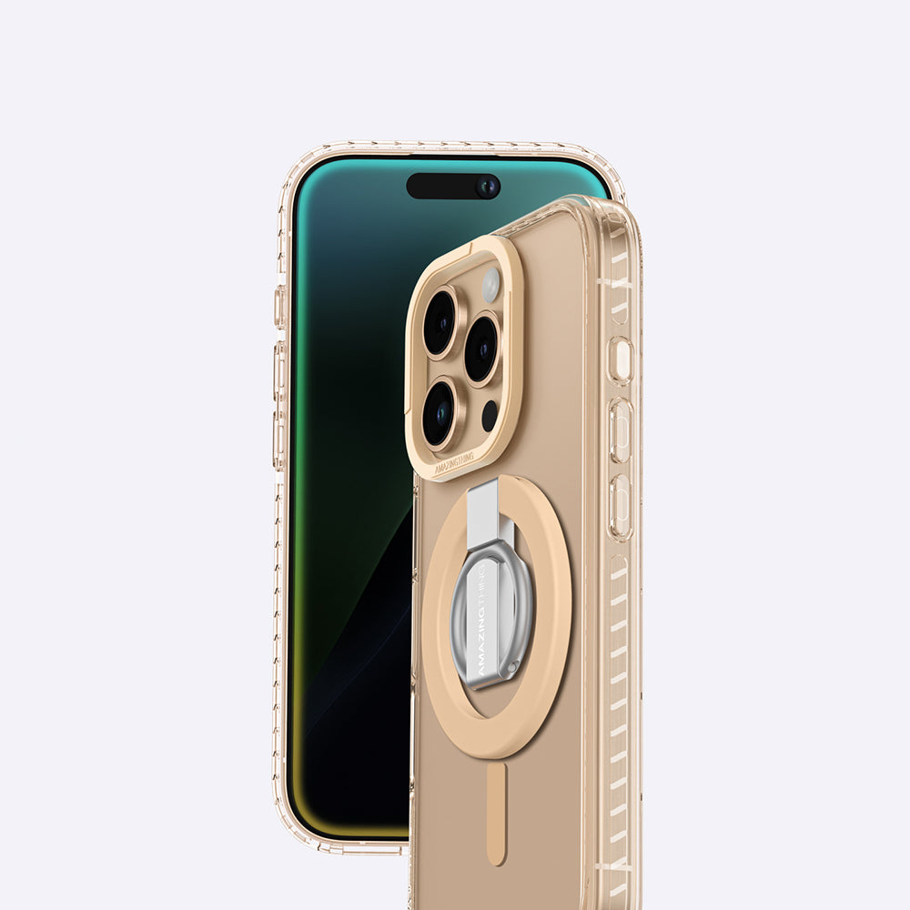 Apple iPhone 16 Pro Kılıf M-safe Şarj Özellikli Yüzük Standlı Amazingthing Titan Pro Serisi Kapak Siyah