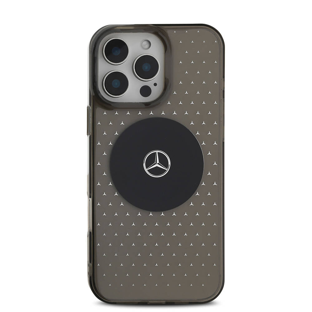Apple iPhone 16 Pro Kılıf Mercedes Benz Orjinal Lisanslı M-safe Şarj Özellikli Yıldız Desenli Transparan Kapak Siyah