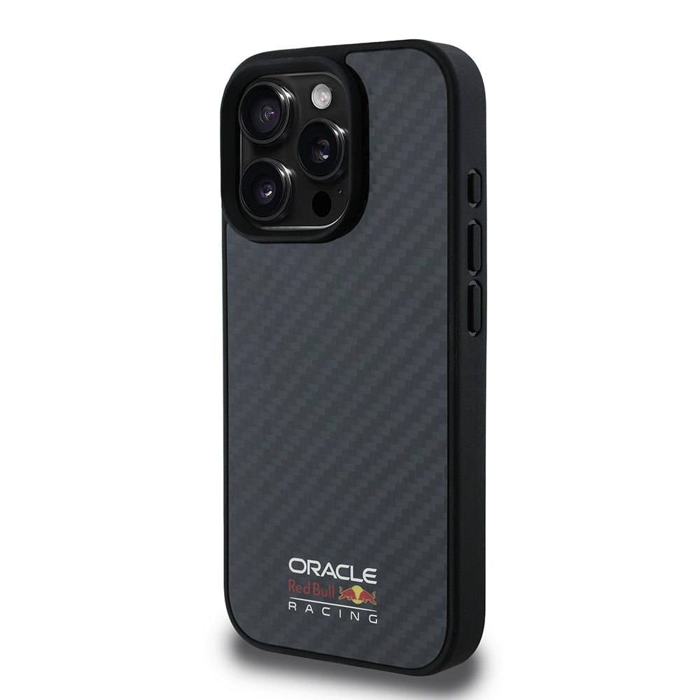 Apple iPhone 16 Pro Kılıf Redbull Orjinal Lisanslı M-safe Şarj Özellikli Karbon Fiber Tasarımlı Parlayan Logolu Kapak Siyah