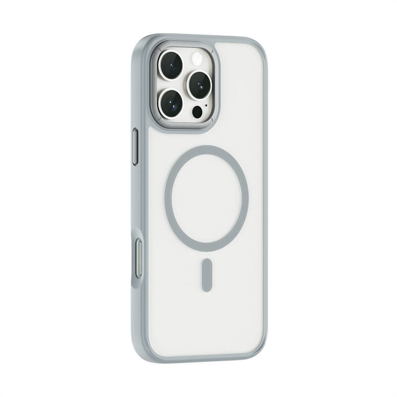 Apple iPhone 16 Pro Kılıf Wiwu FGG-012 ArmorPro Serisi M-safe Şarj Özellikli Parmak İzi Bırakmayan Kılıf Gri