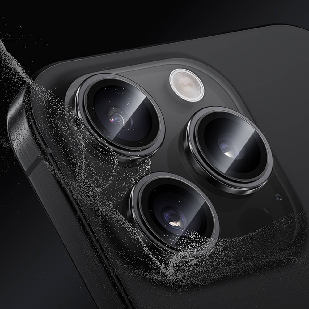 Apple iPhone 16 Pro Max Benks Parlama Önleyici Glass Warrior Metal Kamera Lens Koruyucu Titanyum-Gri