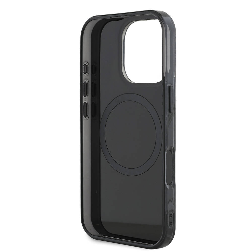 Apple iPhone 16 Pro Max Kılıf AMG Orjinal Lisanslı M-safe Şarj Özellikli Çift Katmanlı Kırmızı Çapraz Çizgili Kapak Siyah-Kırmızı
