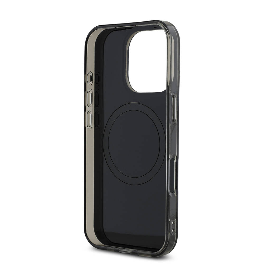Apple iPhone 16 Pro Max Kılıf AMG Orjinal Lisanslı M-safe Şarj Özellikli IML Baskı Logolu Çift Katmanlı Bow Lines Kapak Siyah