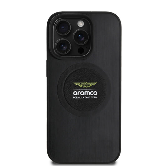 Apple iPhone 16 Pro Max Kılıf Aston Martin Orjinal Lisanslı M-safe Şarj Özellikli Aluminyum Arka Yüzeyli Formula One Team Baskılı Kapak