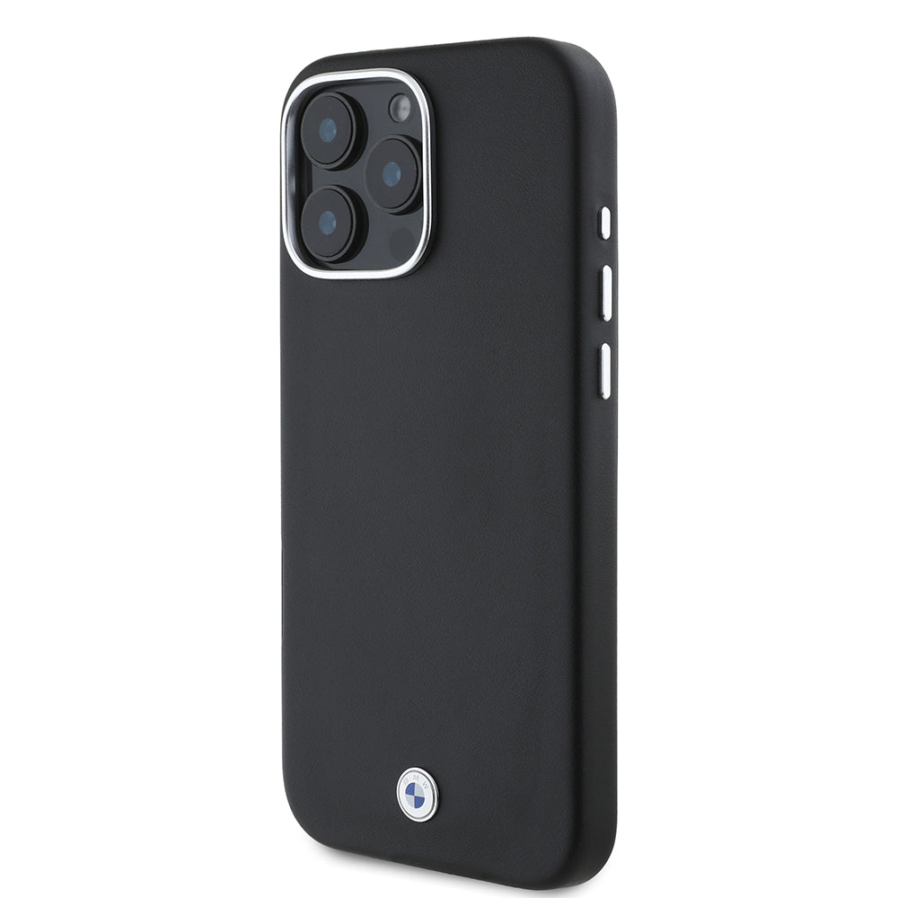 Apple iPhone 16 Pro Max Kılıf BMW Orjinal Lisanslı M-safe Şarj Özellikli Metal Logolu Tam Kaplama Deri Kapak Lacivert