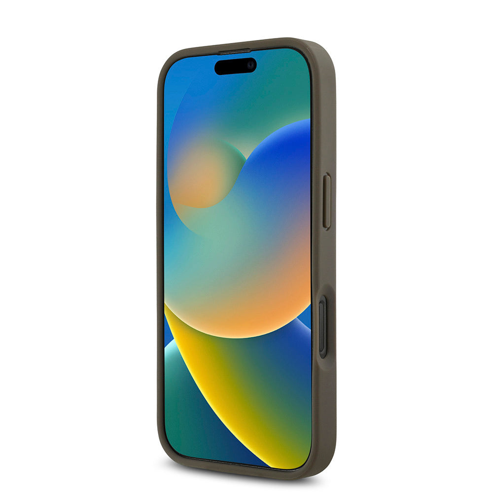 Apple iPhone 16 Pro Max Kılıf DKNY Orjinal Lisanslı M-safe Şarj Özellikli 3D Yazılı Repeat Pattern Kapak Kahverengi