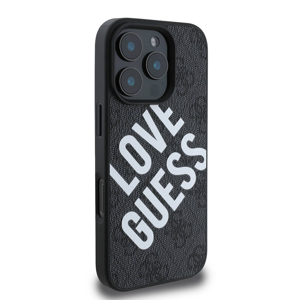 Apple iPhone 16 Pro Max Kılıf Guess Orjinal Lisanslı Big Love Guess Kapak Kahverengi
