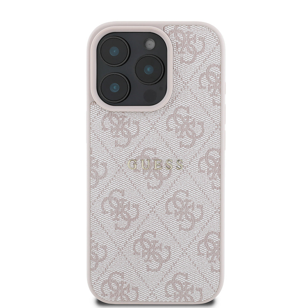 Apple iPhone 16 Pro Max Kılıf Guess Orjinal Lisanslı M-safe Şarj Özellikli 4G Desenli Yazı Logolu Kapak Siyah