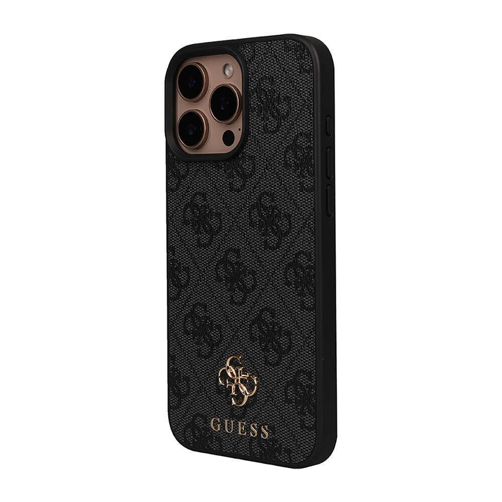 Apple iPhone 16 Pro Max Kılıf Guess Orjinal Lisanslı M-safe Şarj Özellikli Small 4G Classic Kapak Kahverengi