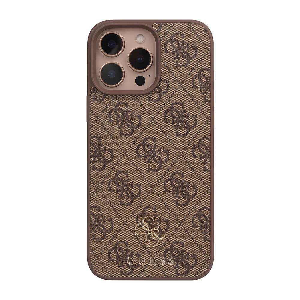 Apple iPhone 16 Pro Max Kılıf Guess Orjinal Lisanslı M-safe Şarj Özellikli Small 4G Classic Kapak Kahverengi