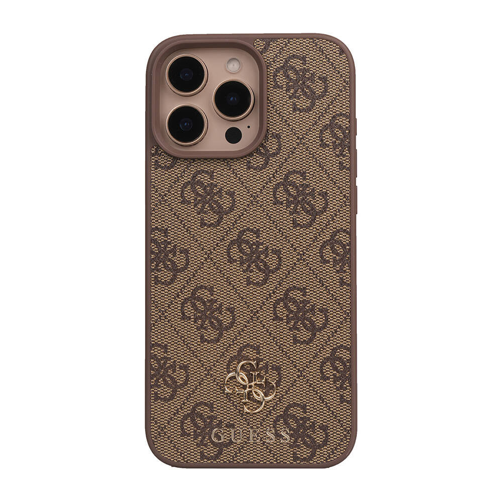 Apple iPhone 16 Pro Max Kılıf Guess Orjinal Lisanslı M-safe Şarj Özellikli Small 4G Classic Kapak Kahverengi