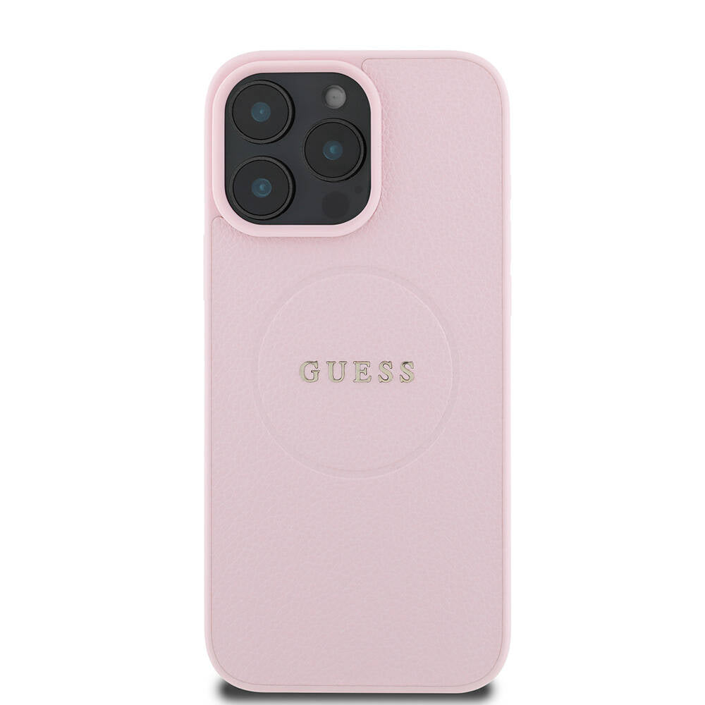 Apple iPhone 16 Pro Max Kılıf Guess Orjinal Lisanslı M-safe Şarj Özellikli Yazı Logolu Grained Kapak Yeşil
