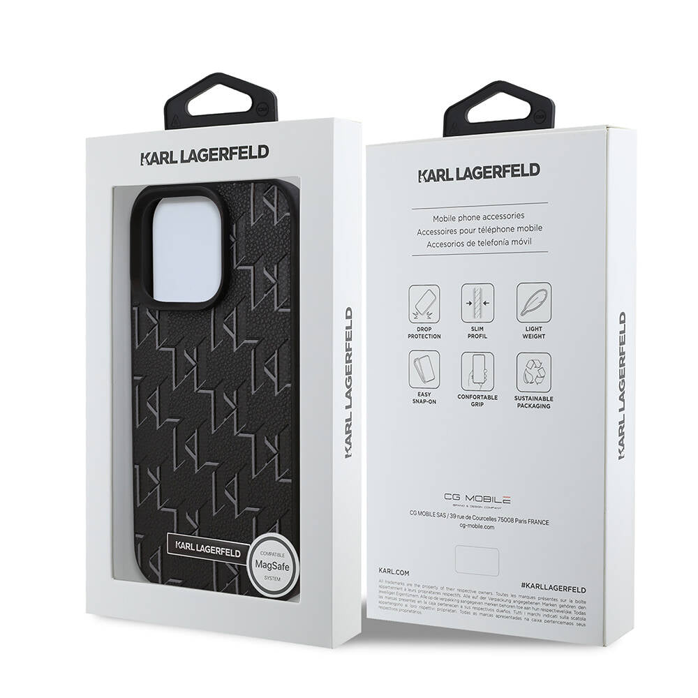Apple iPhone 16 Pro Max Kılıf Karl Lagerfeld Orjinal Lisanslı M-safe Şarj Özellikli KL Yazılı Hot Stamp Kapak Pembe