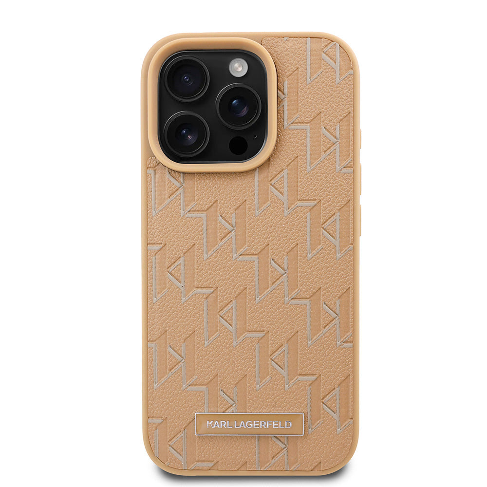 Apple iPhone 16 Pro Max Kılıf Karl Lagerfeld Orjinal Lisanslı M-safe Şarj Özellikli KL Yazılı Hot Stamp Kapak Pembe