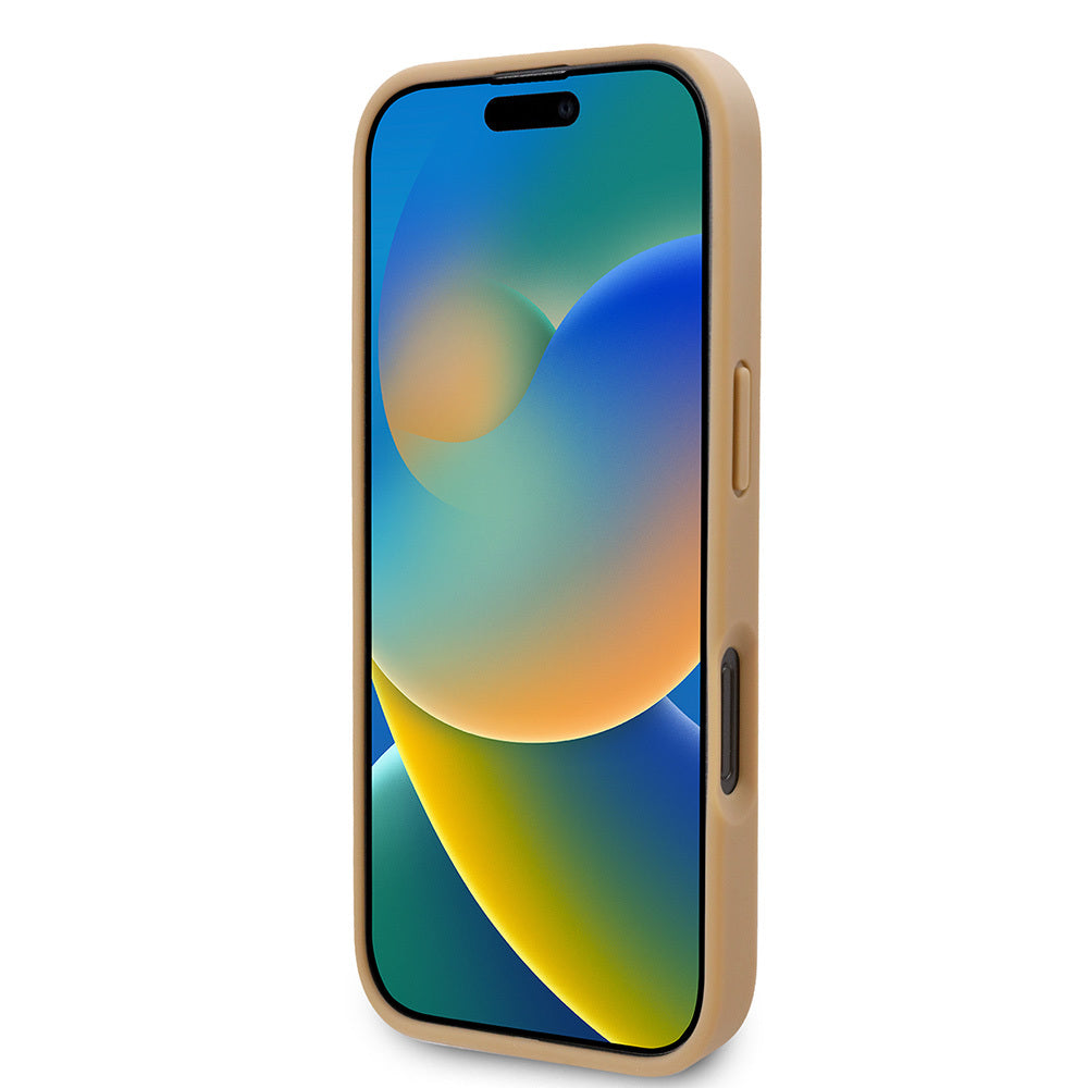 Apple iPhone 16 Pro Max Kılıf Karl Lagerfeld Orjinal Lisanslı M-safe Şarj Özellikli KL Yazılı Hot Stamp Kapak Krem