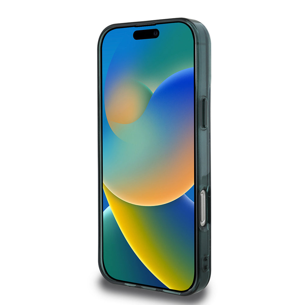 Apple iPhone 16 Pro Max Kılıf Lacoste Orjinal Lisanslı M-safe Şarj Özellikli IML Baskılı Gümüş Timsah Logolu Monogram Kapak Lacivert